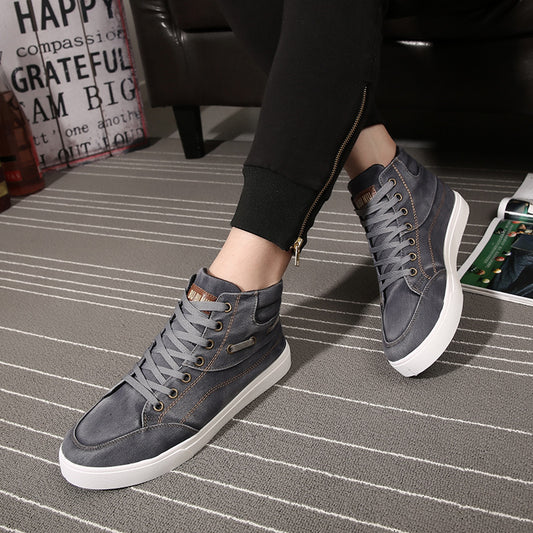 summer breathable denim high-top shoes men Korean version of tide shoes casual sports men's classic canvas shoes
