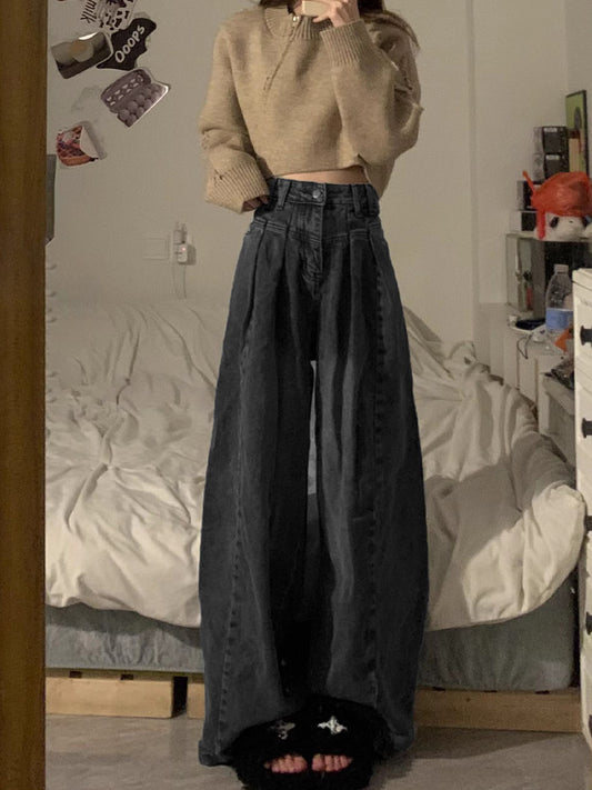 Vintage Black Jeans Women High Waisted Loose