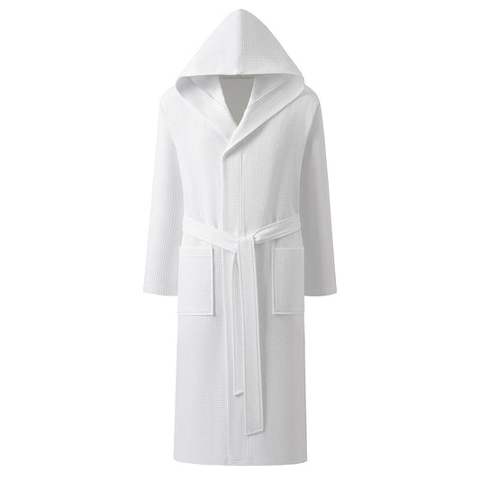 Mens Pure Cotton Hooded Bathrobe