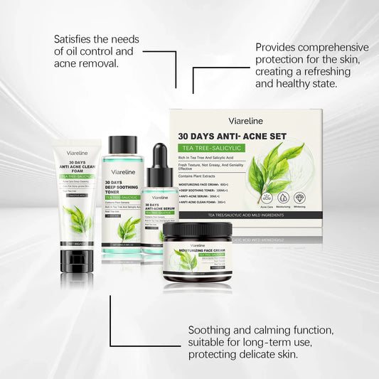 Viareline Salicylic Acid Skin Care Set Daily Moisturizing Enhance Smoothness Gentle Acne Treatment Non-greasy Skin Care Set