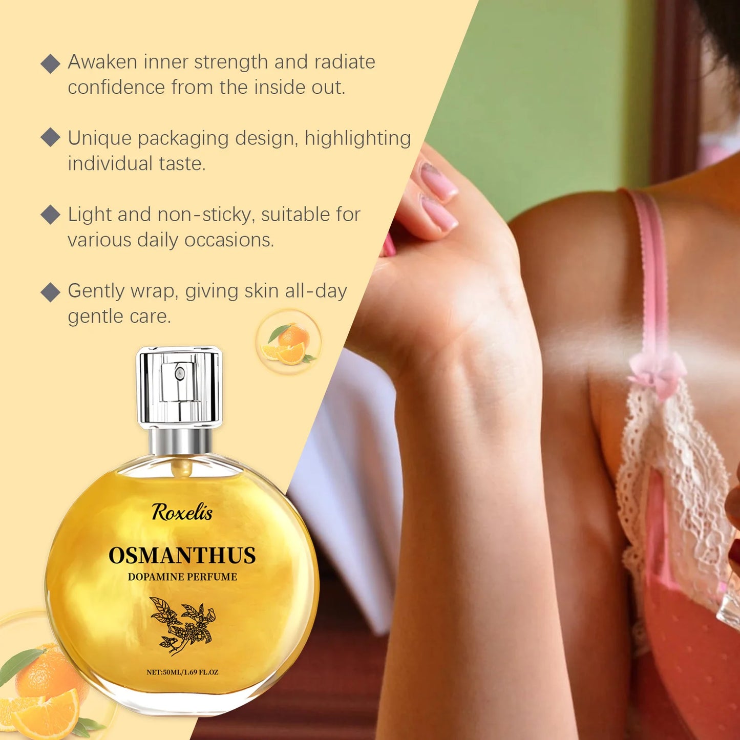 Roxelis Osmanthus Gold Plated Perfume Lasting Fragrance Natural Fresh Moisturizing Charm Lingering Fragrance Fine Perfume Spray