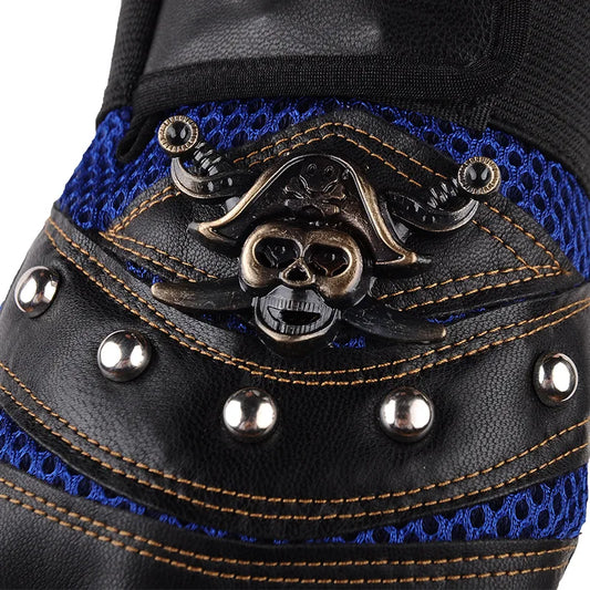 Men Fingerless Gloves with Skull Design Style Stage Performance Gloves Anti-Slip Breathable Metal Decoration Gloves