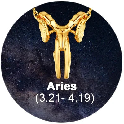 Stainless Steel Gold Plated 12 Constellations Zodiac Pendant Necklaces for Man Woman 3D Charm Horoscope Astrologer Birthday Jewelry Gift