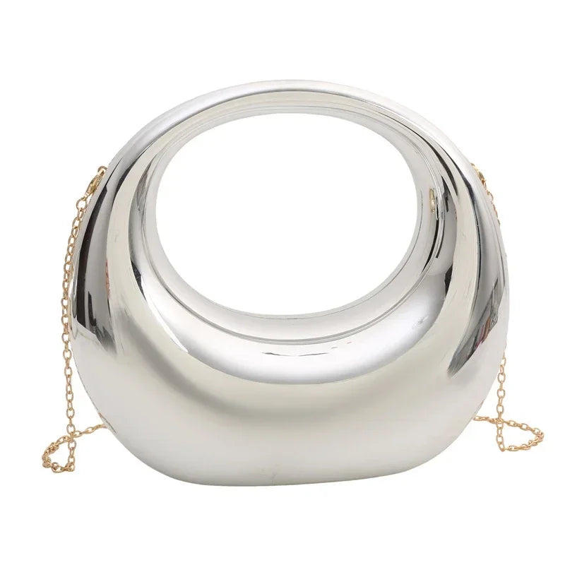 Hot Selling Women's Crossbody Bag 2026 New PVC Metallic Luster Half Moon Party Banquet Women's Bag Luxury Handbag Женская Сумка