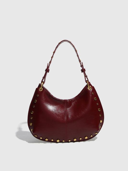 New Fashion Trendy Underarm Bag Riveted Handbag Chain Shoulder Bag Boston Crossbody Bag