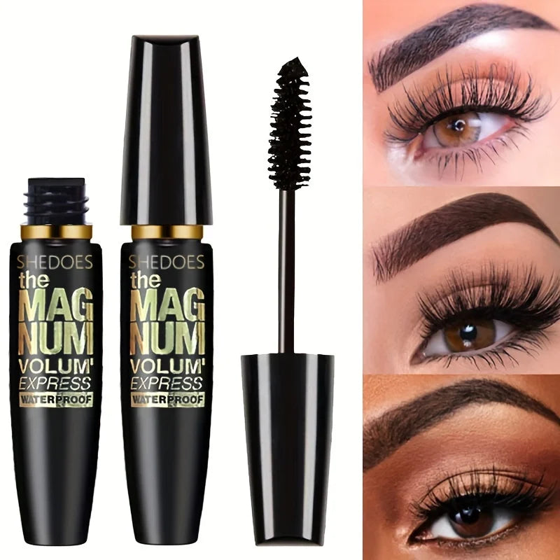 Black 4D Mascara Thickening, Lengthening, Curling, Waterproof Liquid Fiber Mascara