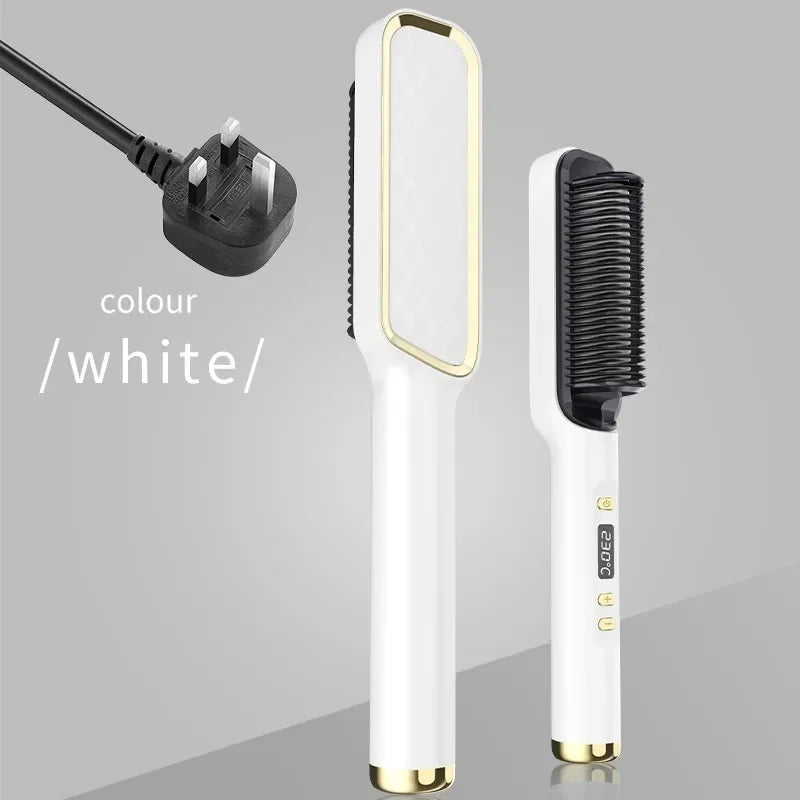 Electric Hair Straightener Brush Fast Heating Straightening Brush Hair Straightener with Anti-Scald Feature Straightener Comb