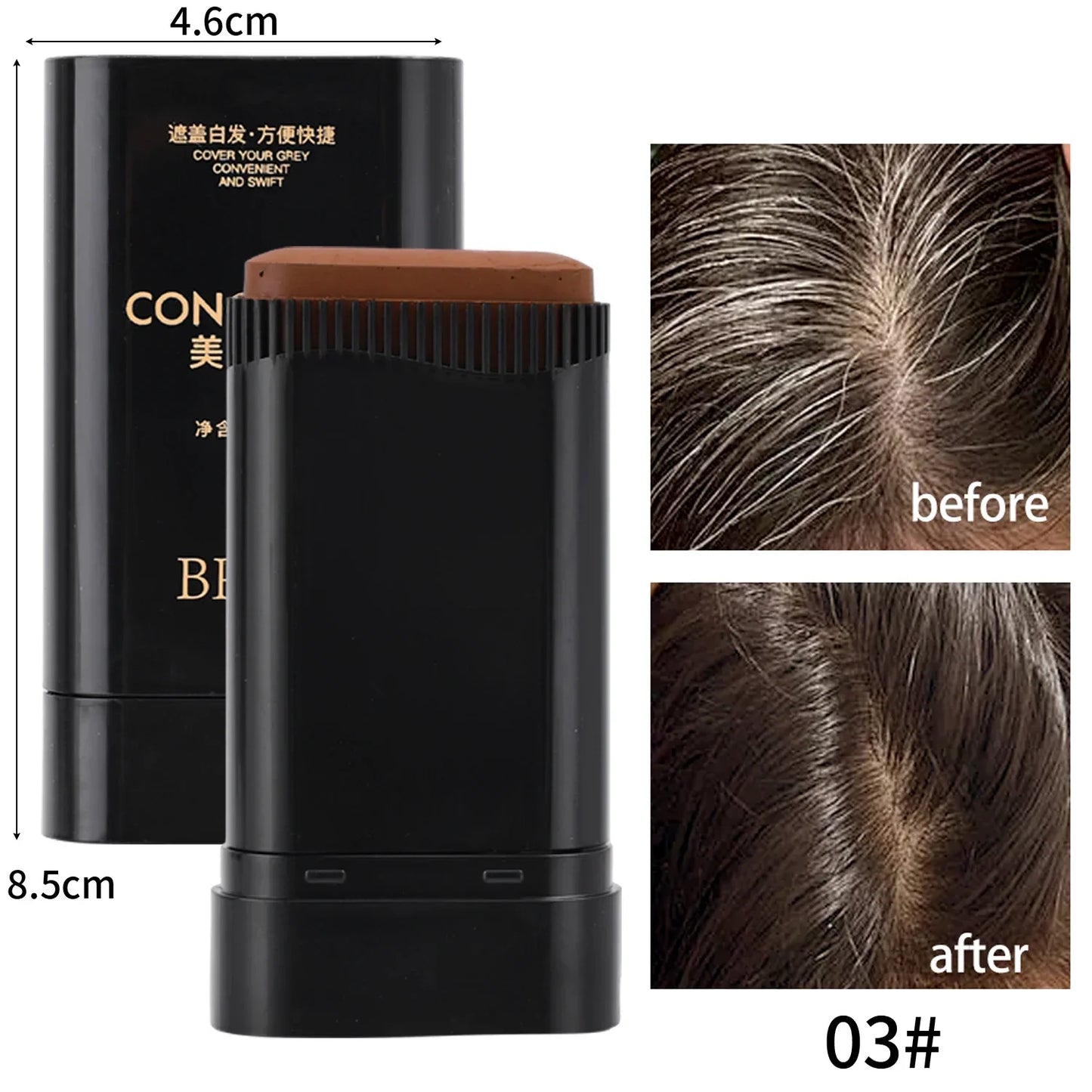 2in1 Hair Dye Stick with Comb Black Brown Coffee Long Lasting Temporary Hair Coloring Covered White Hairs Hairline Pen Washable