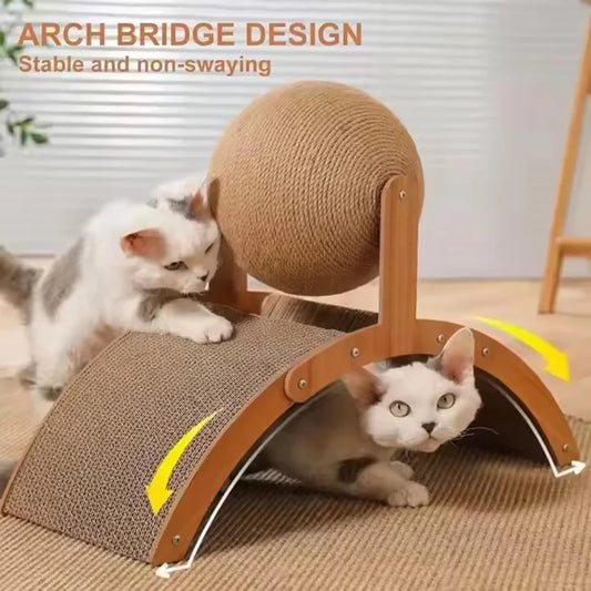 Natural Sisal Ball Arch Cat Scratcher Toy Corrugated Paper Cat Claw Grinding Board Self Playing Cat Toy For Indoor Cats