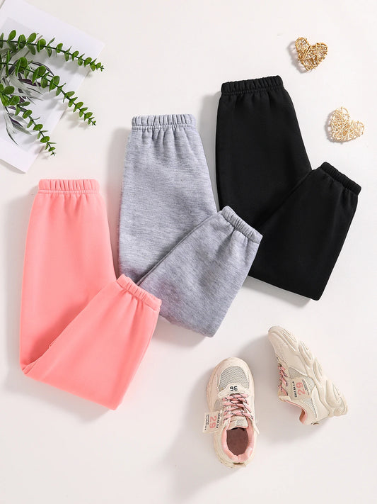 Children's clothing, girls' autumn casual knitted sports pants, 3 pairs of pants set