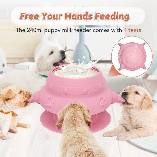 Newborn Puppy and Kitten Feeder, Milk Feeding Bowl – 4-Nipple Design for Easy Nursing of Small Pets