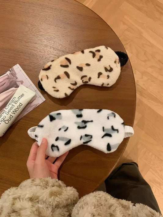Sleeping Mask Sleeping Blindfold Soft Plush Eye Masks Leopard Print Cloud Eye Cover Plush Mask Eyepatch Nap Health Eye Cover Dot