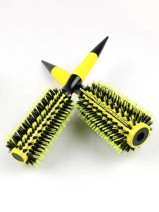 Professional Round Wooden Hair Brush 6 Sizes Boar Bristle Mix Nylon Salon Women Hair Styling Tools Yellow Brazil Hair Curlerl