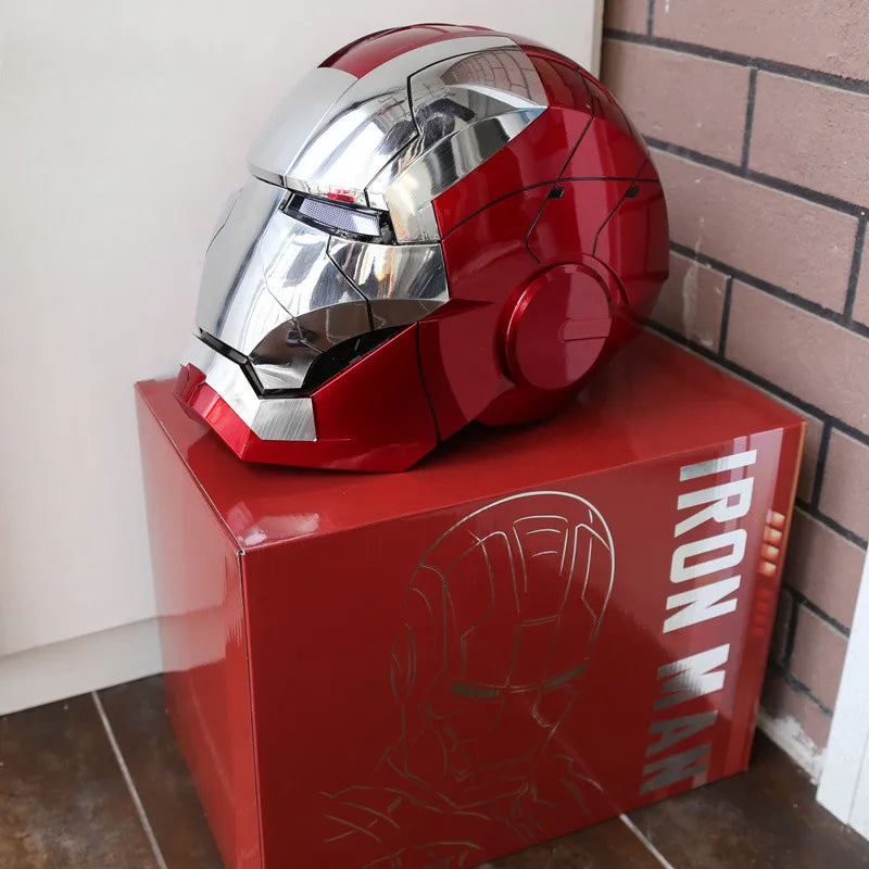 New AutoKing 1/1 Mk5 Iron Man Helmet Cosplay Voice Control Eyes with Light Model Toys for Adult Electric Wearable Gift