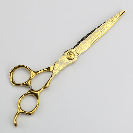 XUANFENG 7-inch Golden Hair Scissors Barber 440C Cutting and Thinning Scissors