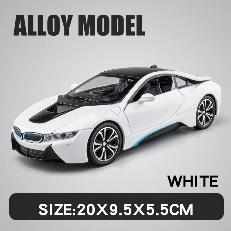 BMW I8 Sports Car Alloy Diecast 1:22 Model Car Vehicle Collection Simulation Sound & Light Toy Car Gifts