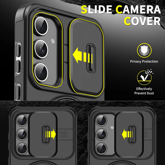 Case For Samsung Galaxy S26 S25 S24 S23 S22 S21 Ultra Plus S25 Edge S25FE S24FE Slide Camera Protect Magnetic holder Armor Cover