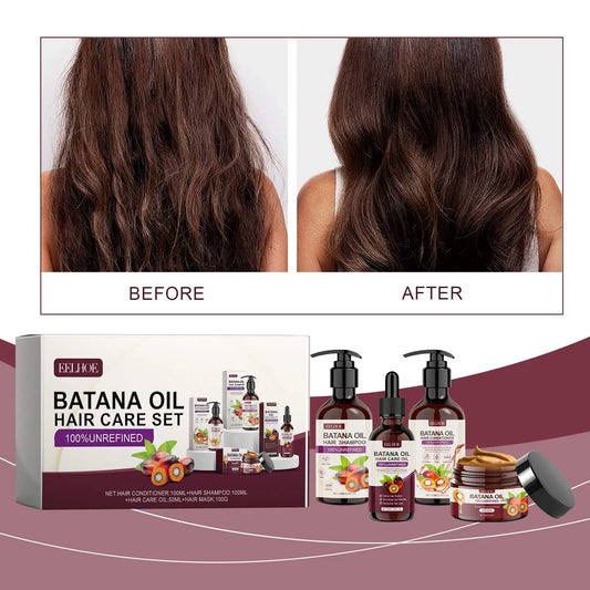 EELHOE Batana Oil Hair Care Set Hair Conditioner Fury Nourishing Hair Smoothing Softening Promote Hair Growth Hair Cleaning Set