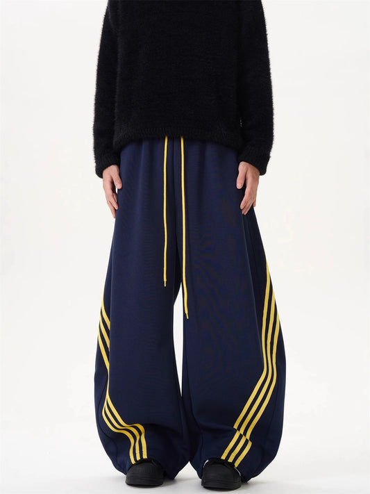 Oversized Wide Leg Sweatpants with Side Stripes Drawstring High Waist Streetwear Casual Loose Baggy Trousers Y2K Women Men Fashion