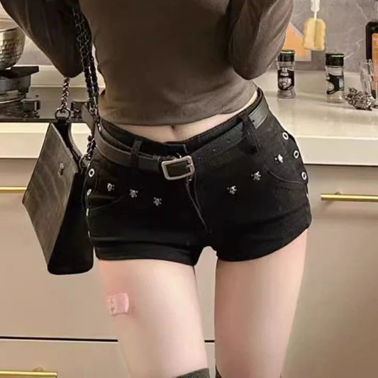 Woman Popular Sexy Low Waist Y2k Jeans Female Vintage Fashion Mini Pants Girls Vintage Designer Gothic Black Denim Shorts