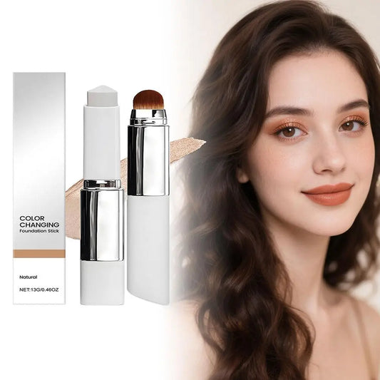 All Skin types 2-in-1 Color-Changing Foundation Stick Liquid With Brush Lightweight Moisturizing Brightening