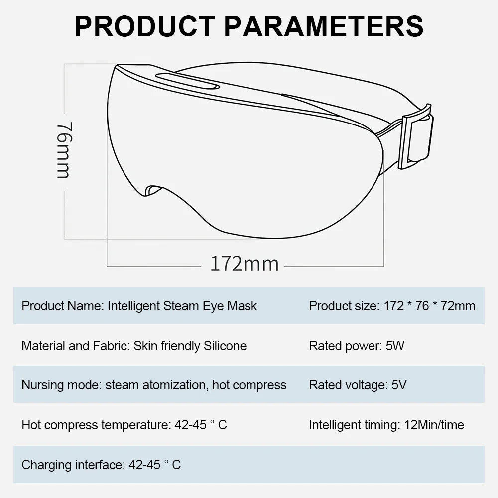 TINSOL Smart eye massager, steam eye mask, eye massager effectively relieves eye fatigue and dry eyes, smart eye care device