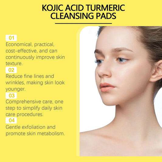 Turmeric Kojic Acid Cleansing Pads Exfoliating Pads Removing Dead Skin Shrink Pores Smooth Brightening Skin Face Cleansing