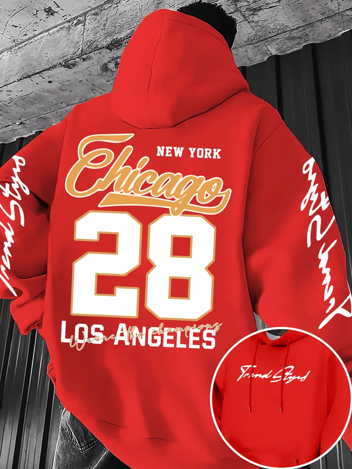New Adult Men's Autumn Winter Fleece Warm Fashion Printed Hooded Sweatshirt Loose Suitable Casual Street Daily Outdoor Trends