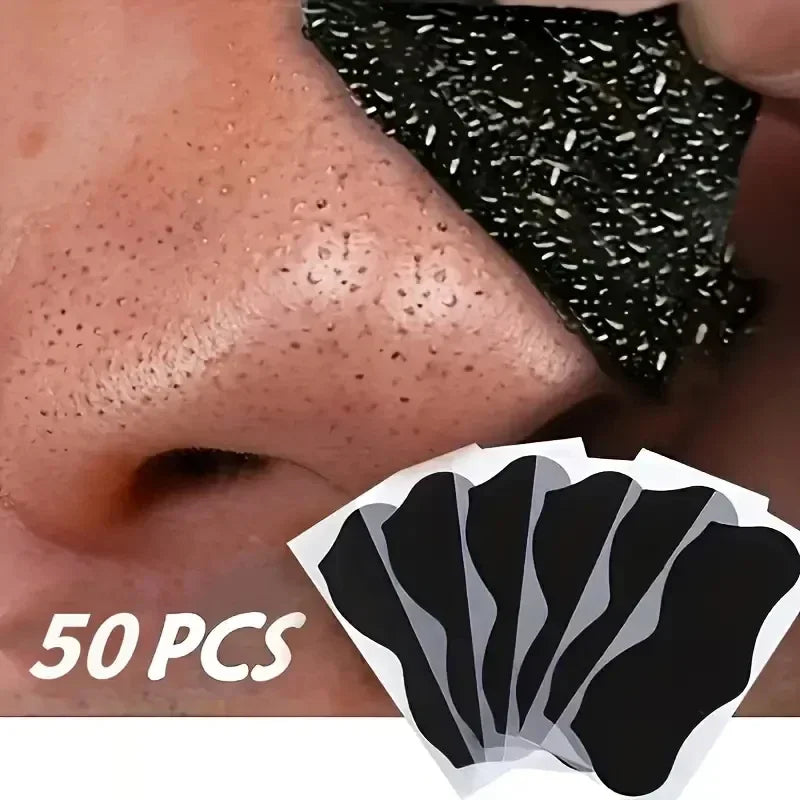 50/100PCS Bamboo Charcoal Nasal Strips Blackhead Remover Mask Acne Pimples Treatment Patch Shrink Pores Nose Stickers Skin Care