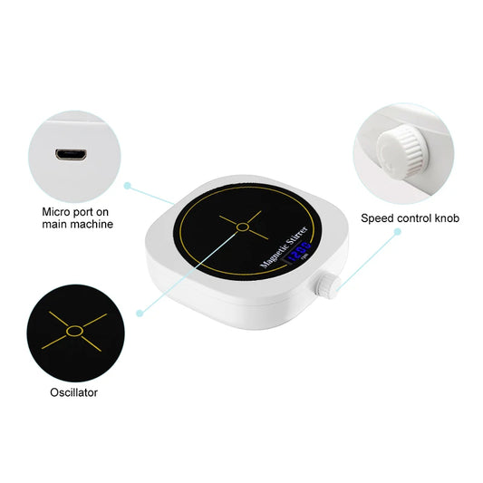 WESTTUNE Digital Display Magnetic Stirrer Laboratory Magnetic Mixer Portable Liquid Stirrer Plate with Stir Bar 200-2000 RPM