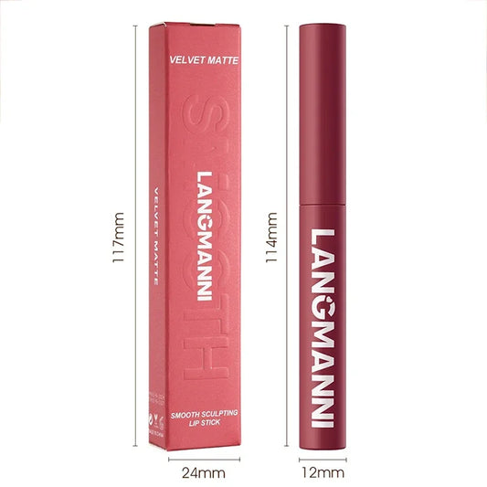 Matte Lipstick Non-Stick Cup Long-Lasting Velvet Finish Lipstick Pen Smooth Matte Lip Color Waterproof Non-Fading -12 Colors