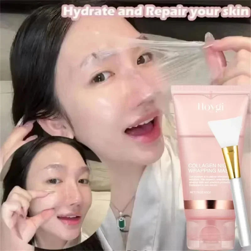 Collagen Peel Off Mask Deeply Hydrating Moisturizing Night Wrapping Mask Elasticity Firming Skin Rejuvenation Peel Facial Mask