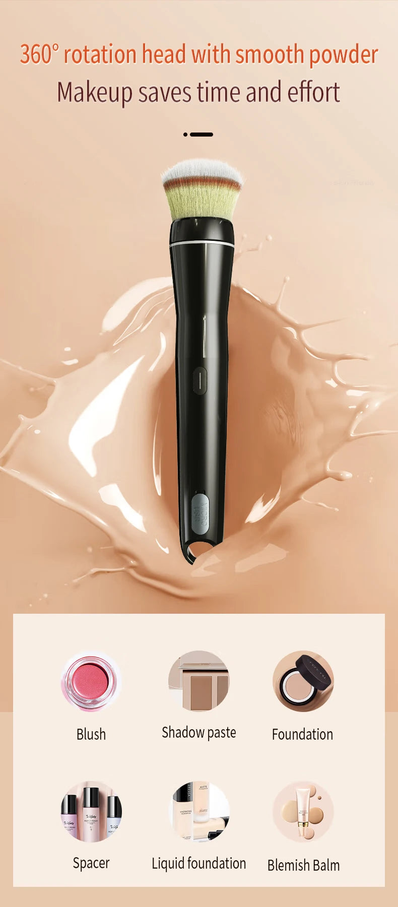 Personalized Beauty Brush Fast Blender High speed Set Foundation Brush Beauty Mushroom Head Makeup Tool Electric Powder Brushes