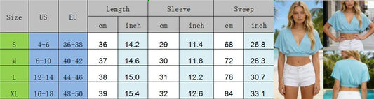 Women V Neck Batwing Sleeve Crop Top Wrap Front Ruched Blouse Casual Solid Color Elastic Waist Short Sleeve Summer Fashion Shirt