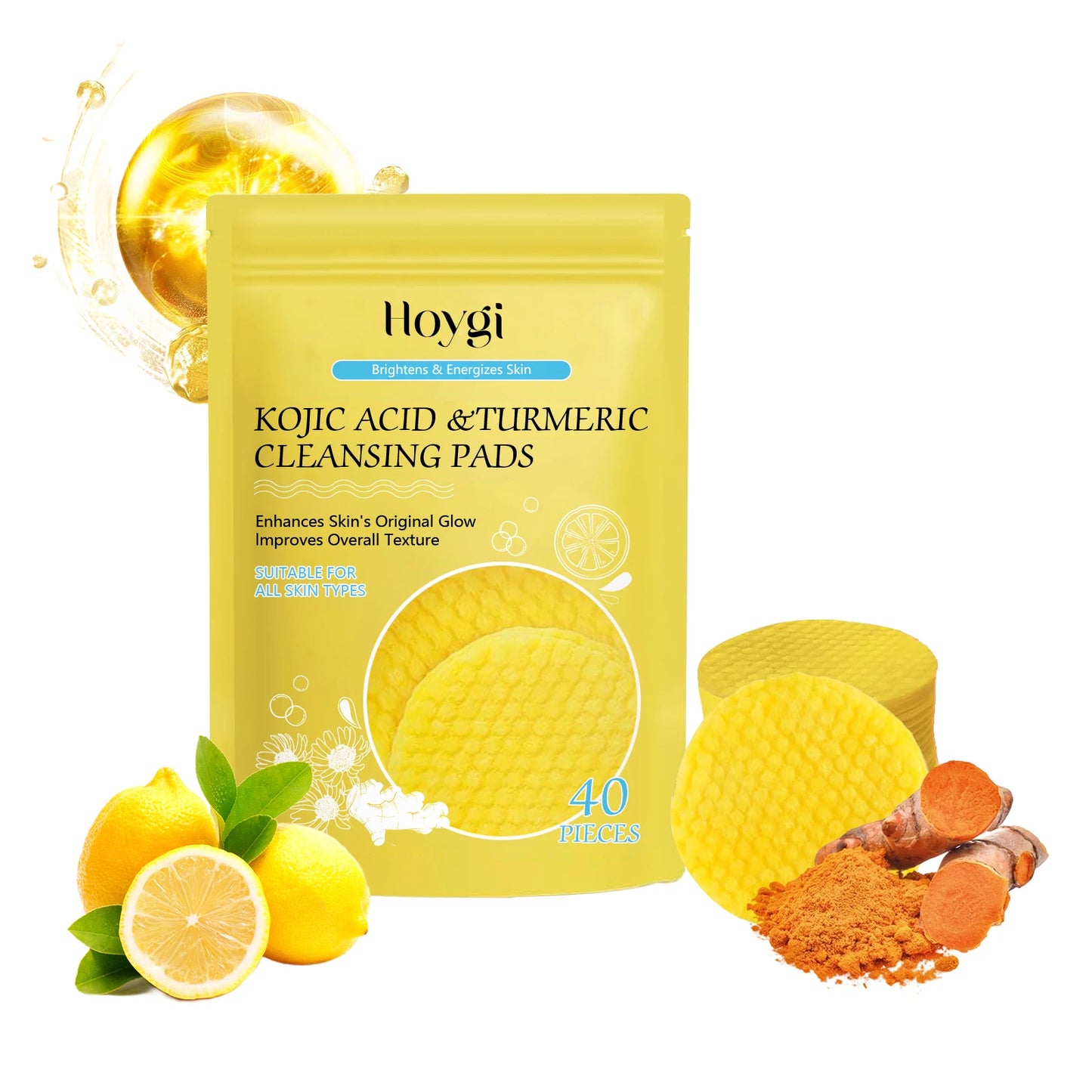 Turmeric Kojic Acid Cleansing Pads Exfoliating Pads Removing Dead Skin Shrink Pores Smooth Brightening Skin Face Cleansing