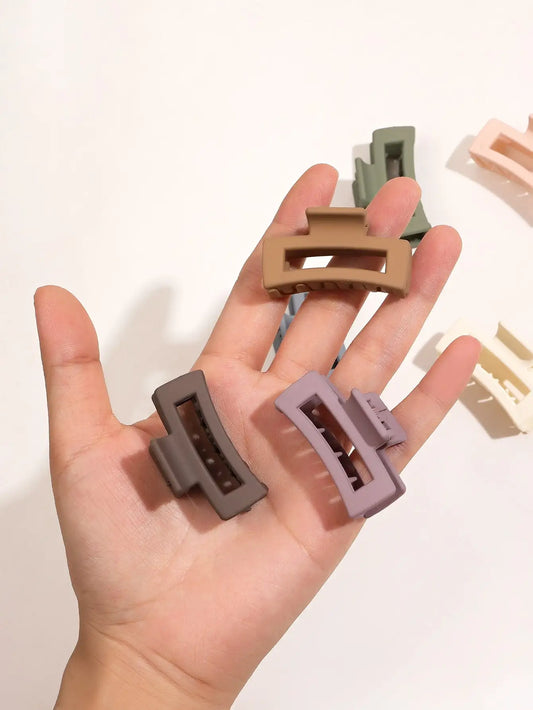 7Pcs Mini Matte Black High Ponytail Hair Claw Clips Set for Women And Girl Small Rectangle Hair Accessories Nonslip Crab Hairpin