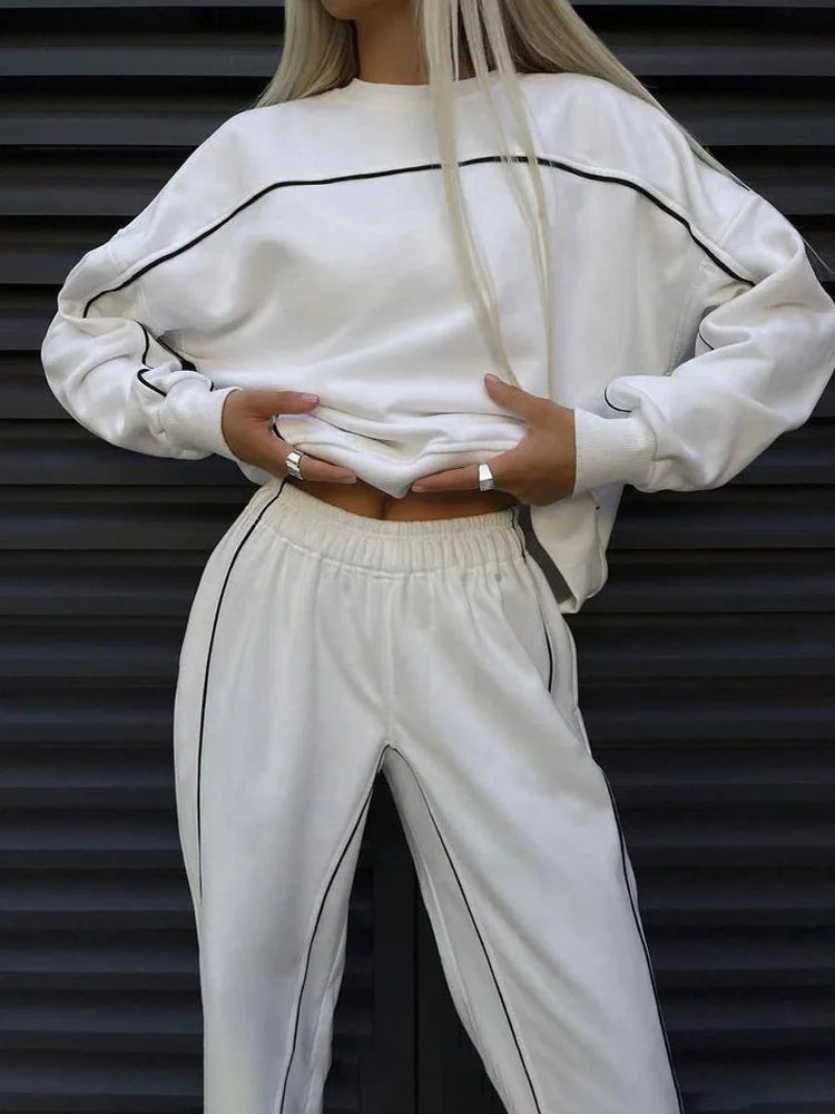 Two Piece Sets Pant Set Tracksuit Women Jogger Y2k Sweatshirts Autumn Winter Sports Elastic Waist Streetwear Pants Matching Sets