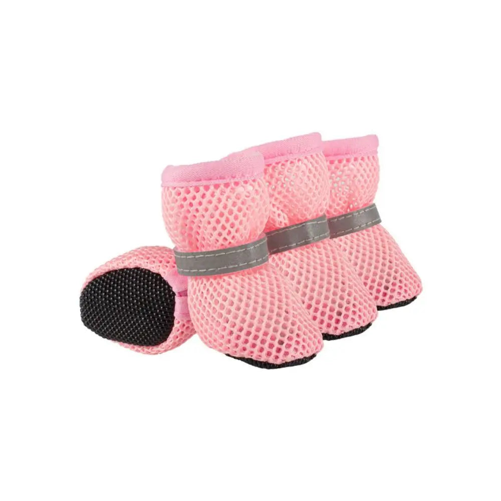 Breathable Dog 4pcs/set Mesh Shoes Non-slip Wear Resistant Pet Short Boots Reflective Hollow Out Dog Shoes Summer