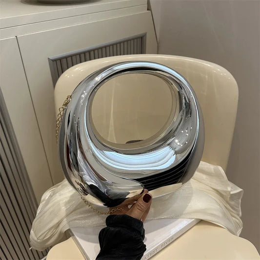 Hot Selling Women's Crossbody Bag 2026 New PVC Metallic Luster Half Moon Party Banquet Women's Bag Luxury Handbag Женская Сумка