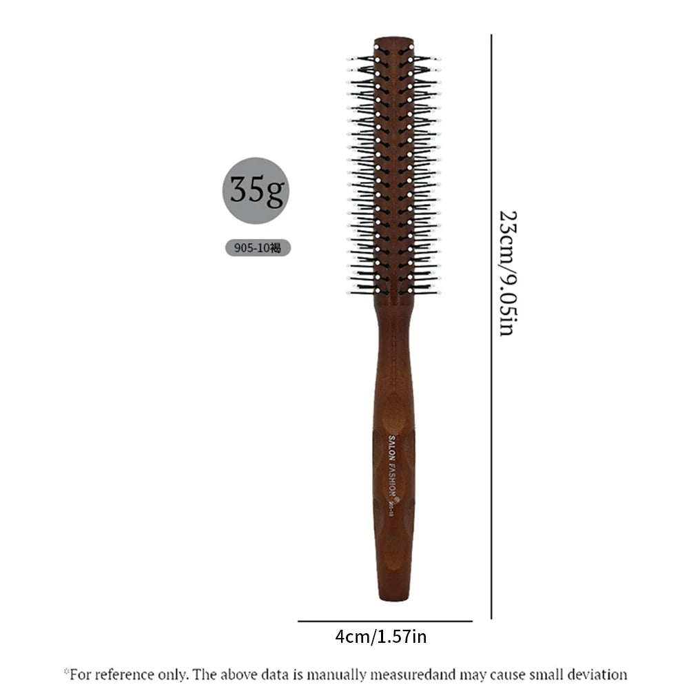 Hair Round Comb Natural Wood Handle Round Barrel Hair Comb For Thin Or Short Hair Men Women Use Anti Static Brush Styling Tools
