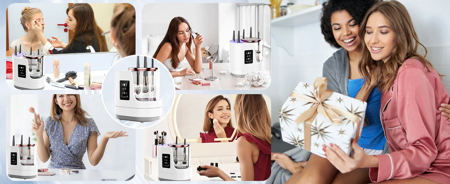 3 IN 1 Electric Makeup Brush Cleaner Automatic Makeup Brush Cleaner with Makeup Brush Dryerfor All Size Beauty Makeup Brush Set