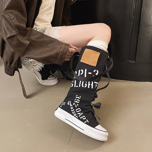 Platform Long-thigh Boots New Trend Fashionable and Versatile Design Sense Niche High-top Stacking Board Shoes