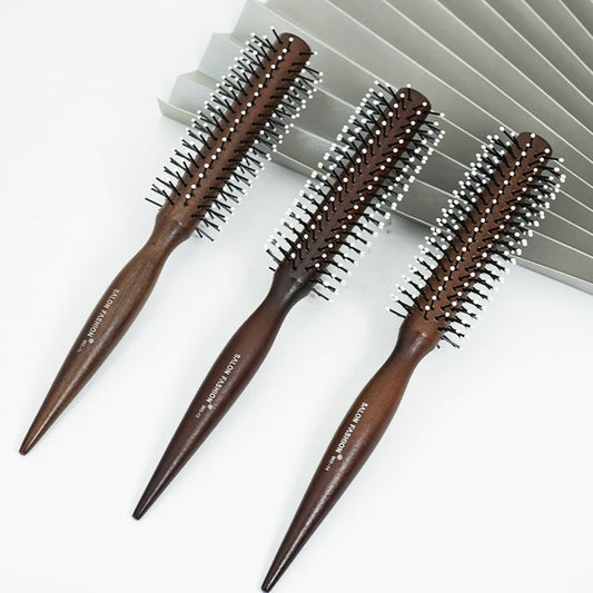 Hair Round Comb Natural Wood Handle Round Barrel Hair Comb For Thin Or Short Hair Men Women Use Anti Static Brush Styling Tools
