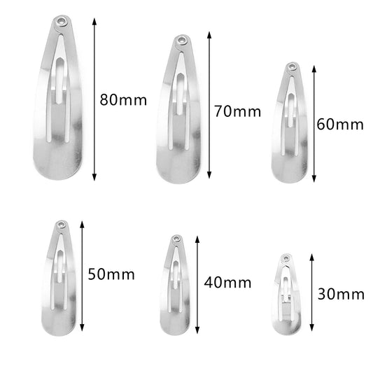 50pcs Water Drop Shaped Hairpin Simple Metal Snap BB Hair Clips Barrettes for DIY Handmade Headwear Hair Tools Accessories