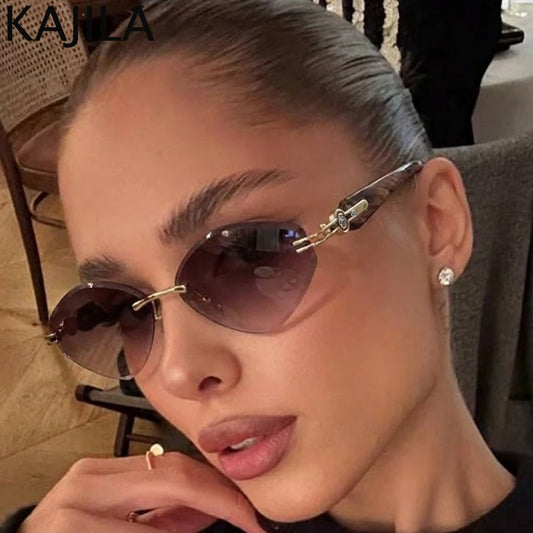 Small Frame Hexagon Rimless Sunglasses Women 2026 Luxury Brand Classic Outdoor Change Color Sun Glasses For Lady Polygon Shades