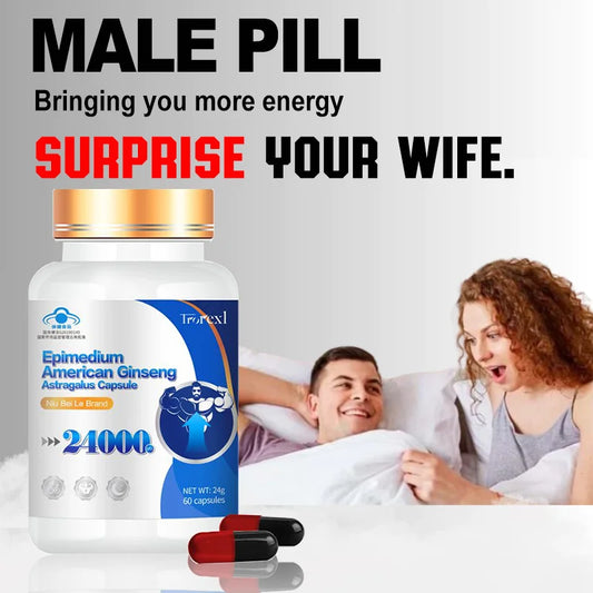 Non-GMo 100% Pure Organic American Ginseng Supplement - 60 Capsules Supports Reproductive Health Natural Energizer Stamina