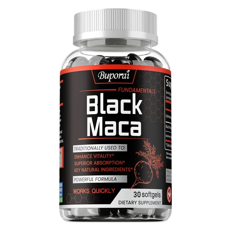 Black Maca Supplement - Increases Muscle Mass, Endurance and Vitality, and Promotes Hormonal Balance, Relieve Fatigue
