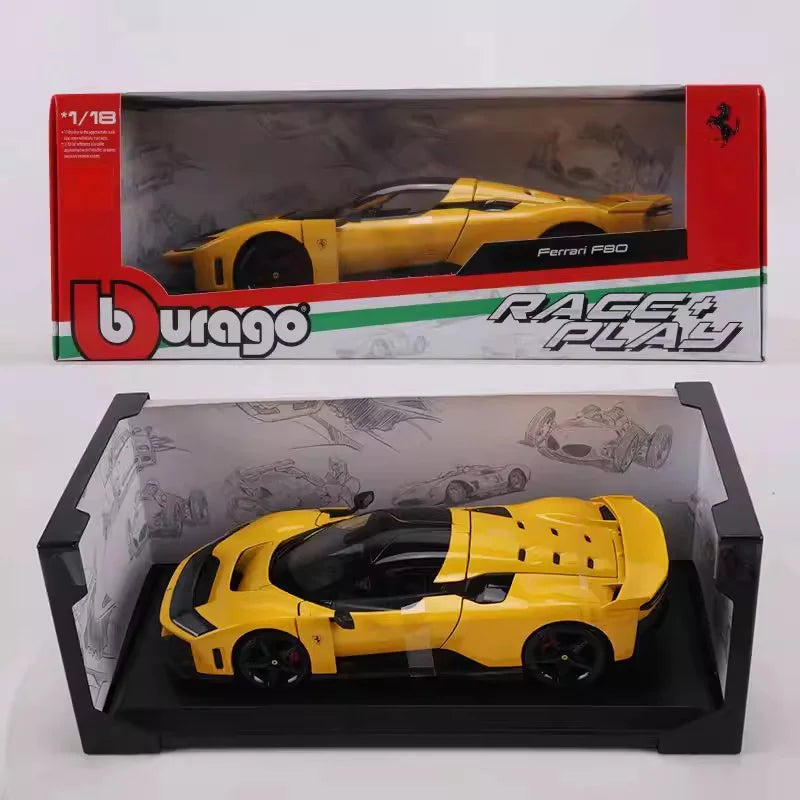 Bburago 1:18 Ferrari F80 Hardcover Full Open Model Simulation Alloy Miniature Die-Casting Model Custom Gifts