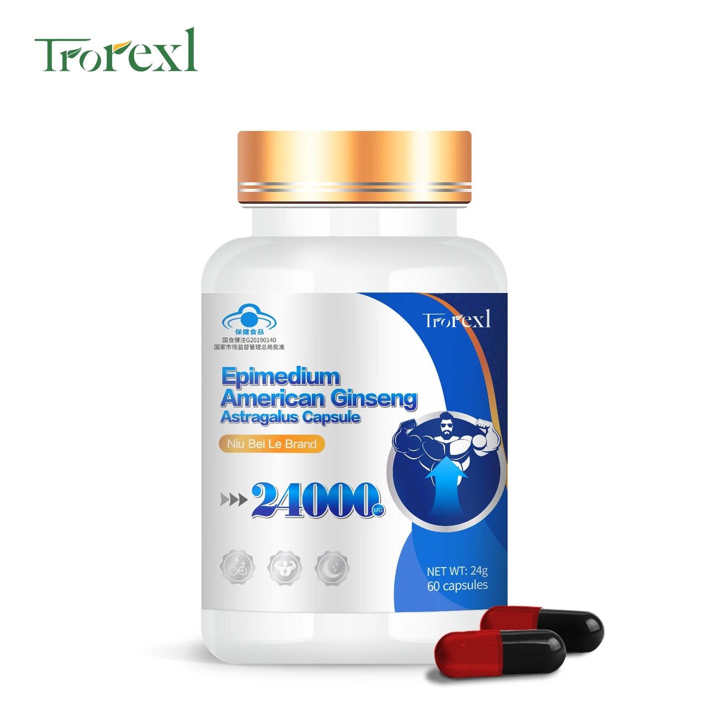 Non-GMo 100% Pure Organic American Ginseng Supplement - 60 Capsules Supports Reproductive Health Natural Energizer Stamina