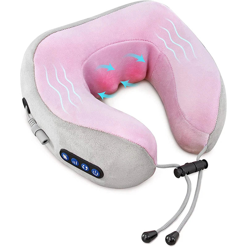 Electric Neck Massager Vibration 3D Kneading Shiatsu Back Massage U Shaped Pillow For Shoulder Cervical Pain Relief Fatigue